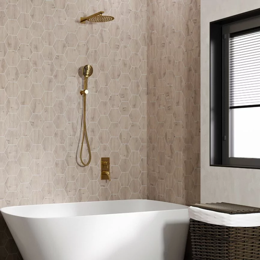 Смеситель с переключателем WasserKraft Sauer 7171 встраиваемый, на 3 выхода, глянцевое золото