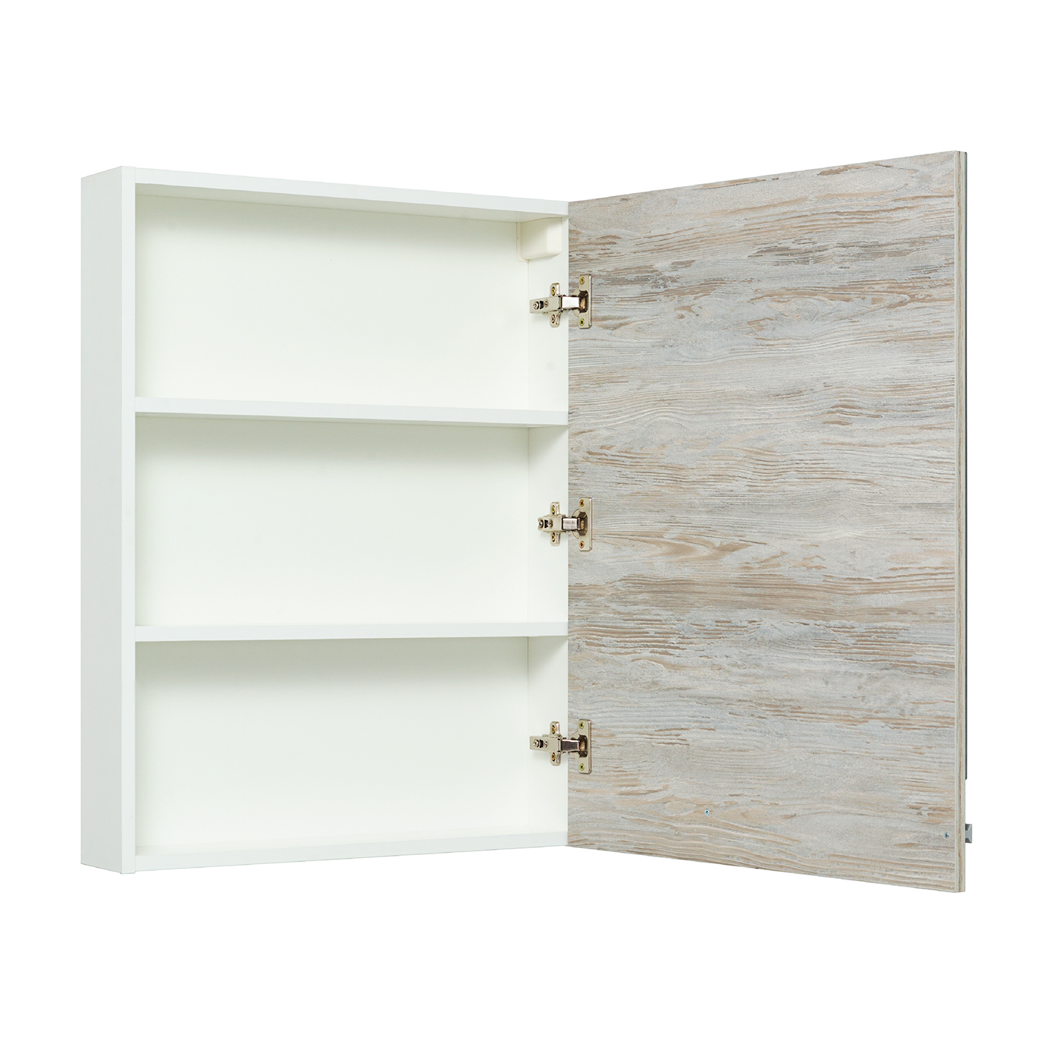 Зеркало-шкаф Runo Вудлайн 60 R, белый/дуб скандинавский