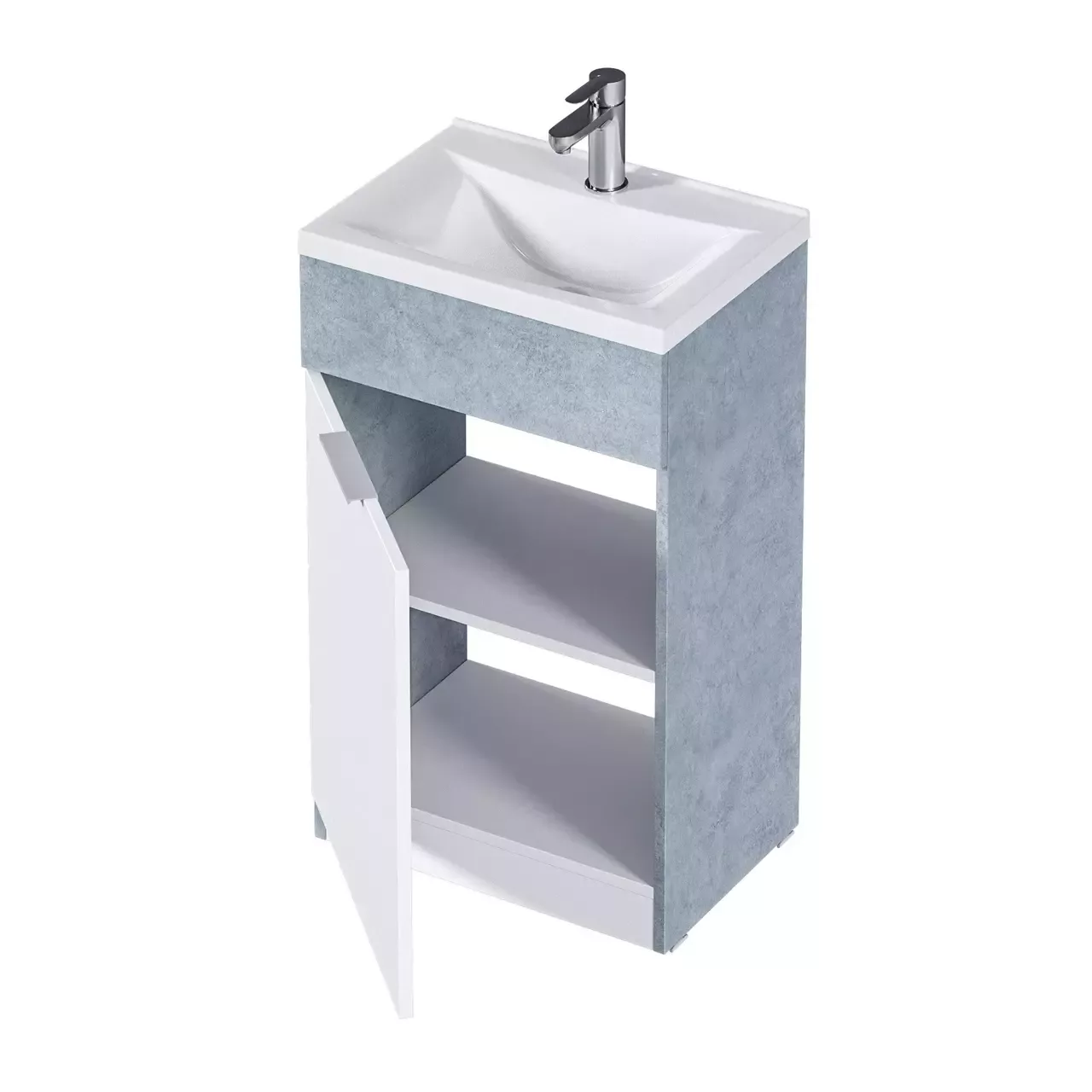 Тумба с раковиной напольная 1Marka Revo 50Н, 1 дверь, бетон светло-серый