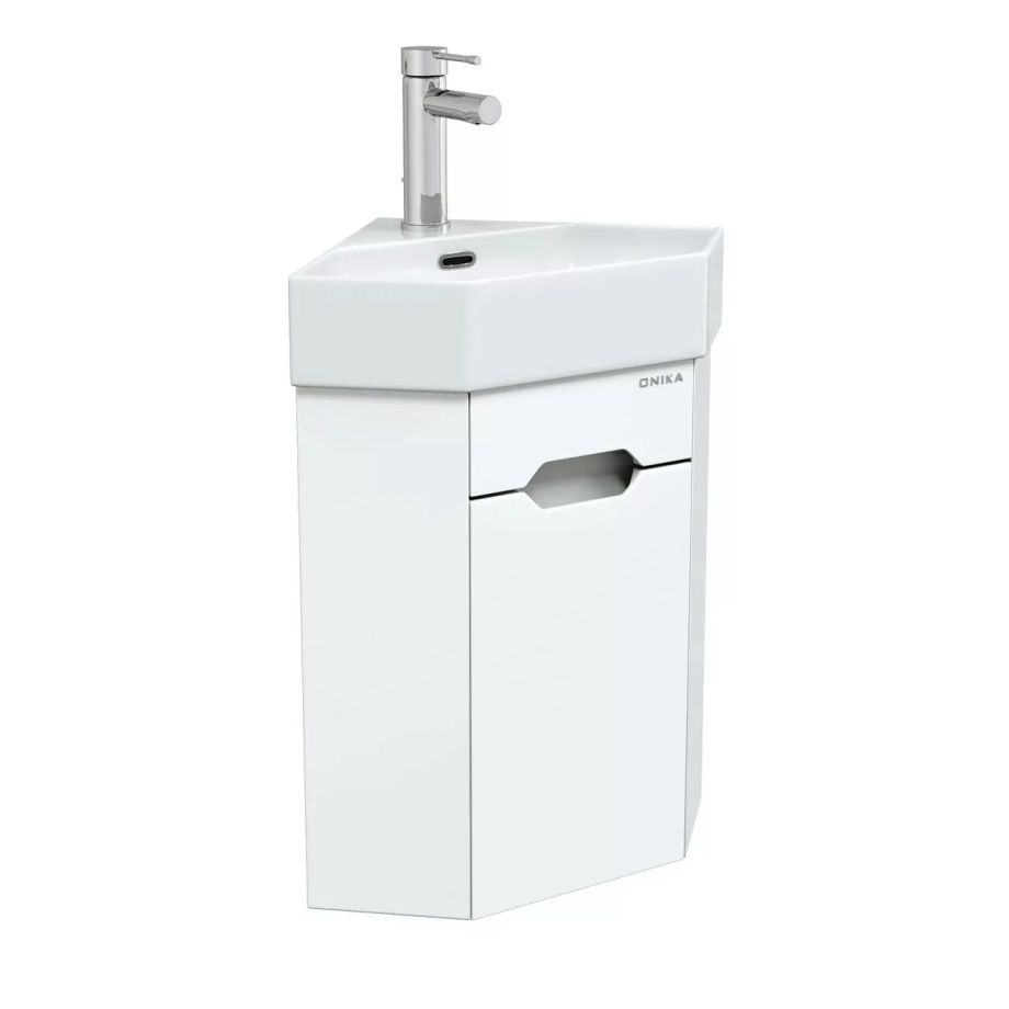 Тумба с раковиной Onika Айленд 35 подвесная, угловая, белая
