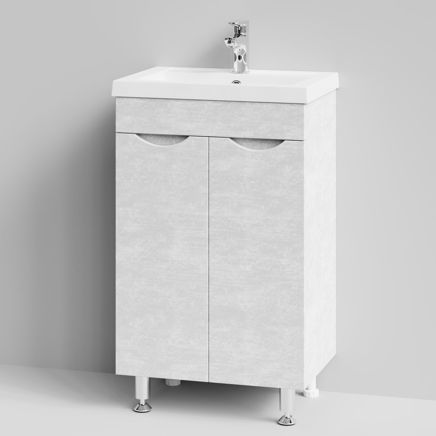 Тумба с раковиной Vod-ok Смайл 50 напольная, Белый камень