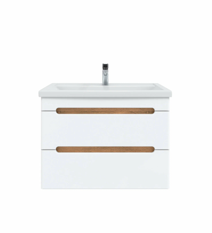 Тумба подвесная SanStar Diva 80 с раковиной Como 80 белый, дуб вотан