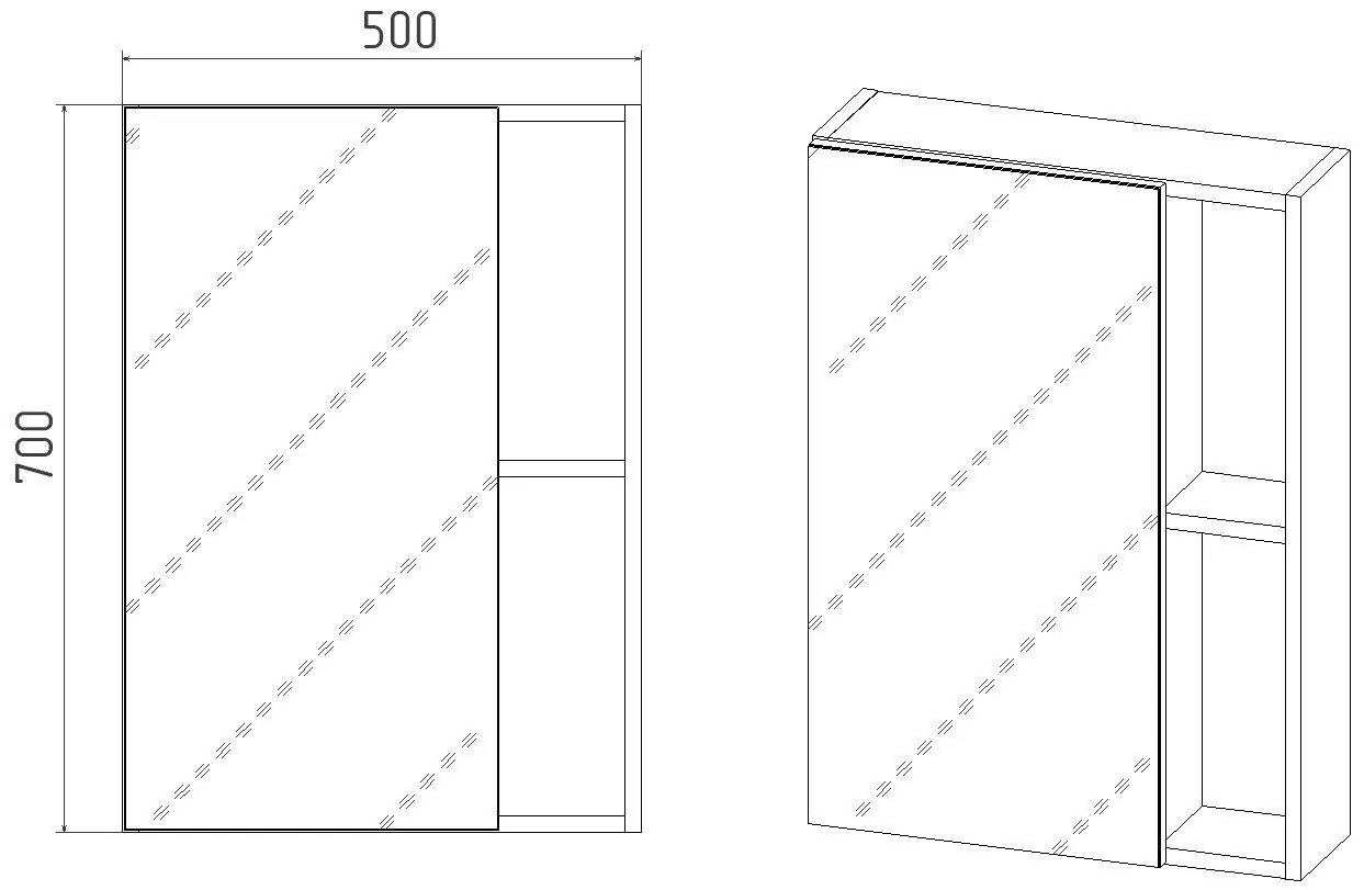 Зеркало-шкаф Viant Бостон 50 L/R дуб вотан