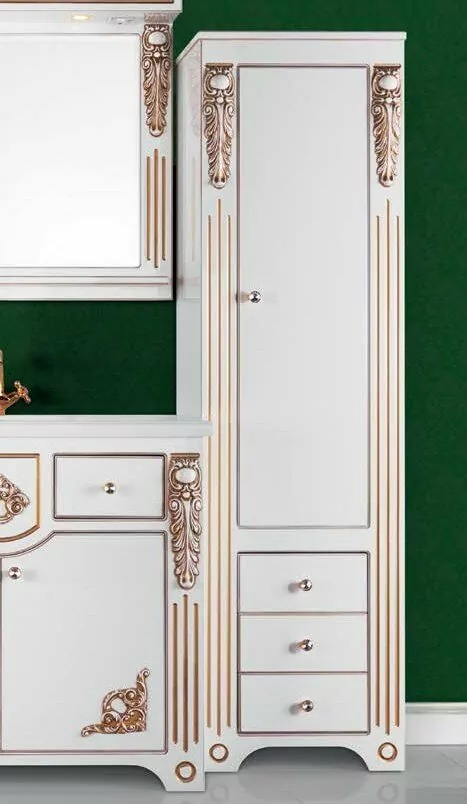 Пенал Vod-ok Elite Версаль 50 H180 L/R напольный, 1 дверь, белый, патина серебро/золото