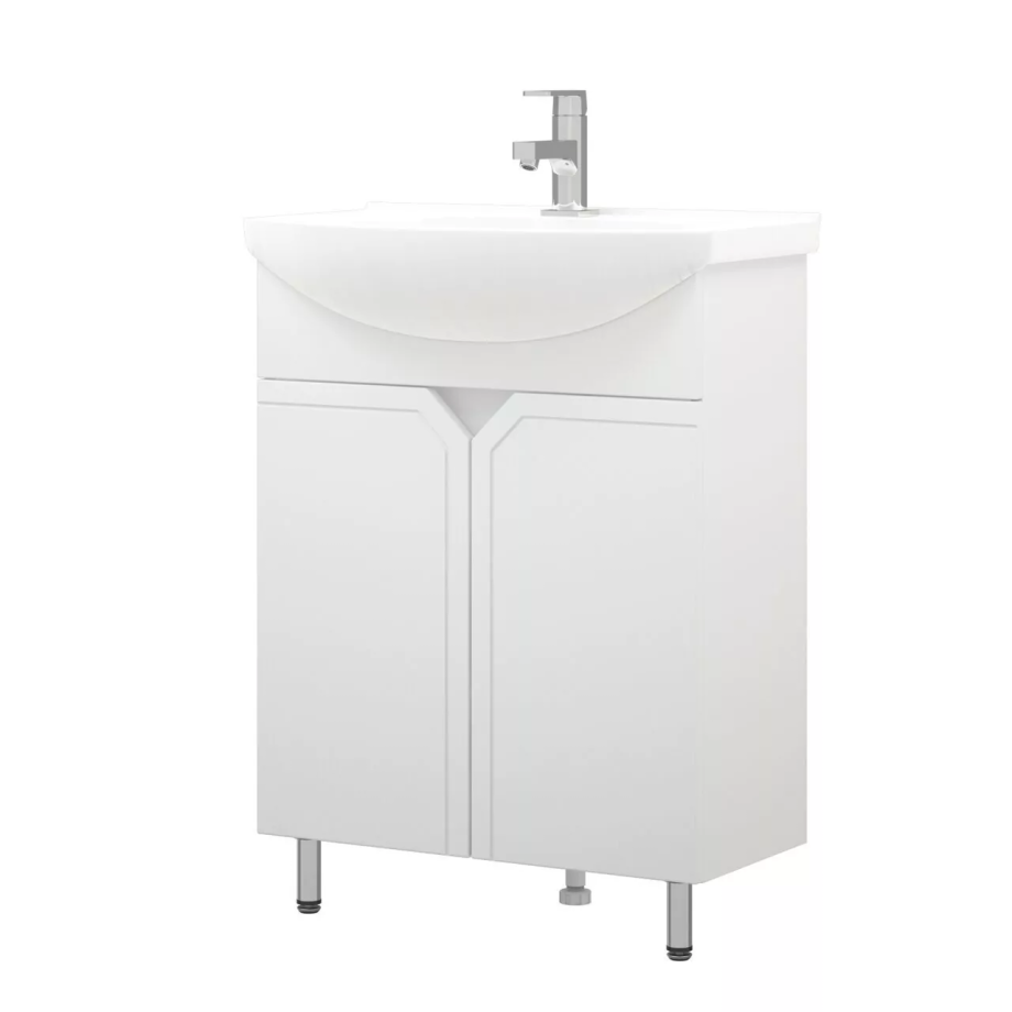 Тумба Corozo Сириус 65 с раковиной Элеганс 65, напольная, белый