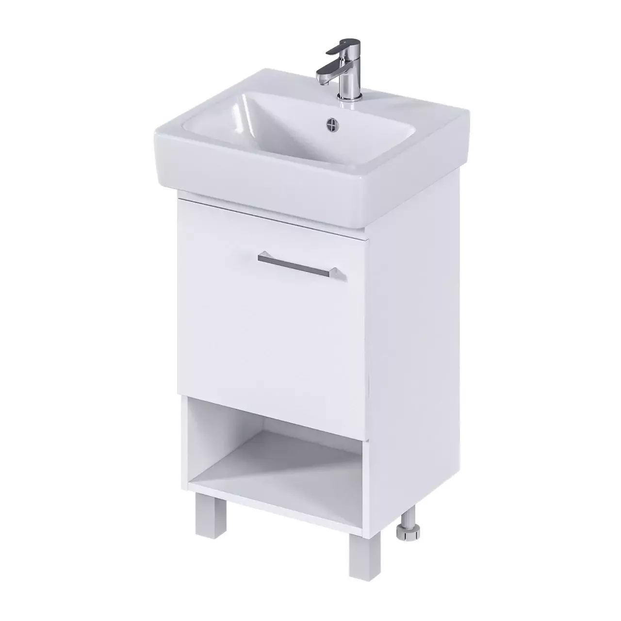 Тумба напольная 1Marka Tera 60Н с раковиной Нео 60, 1 дверь, белый