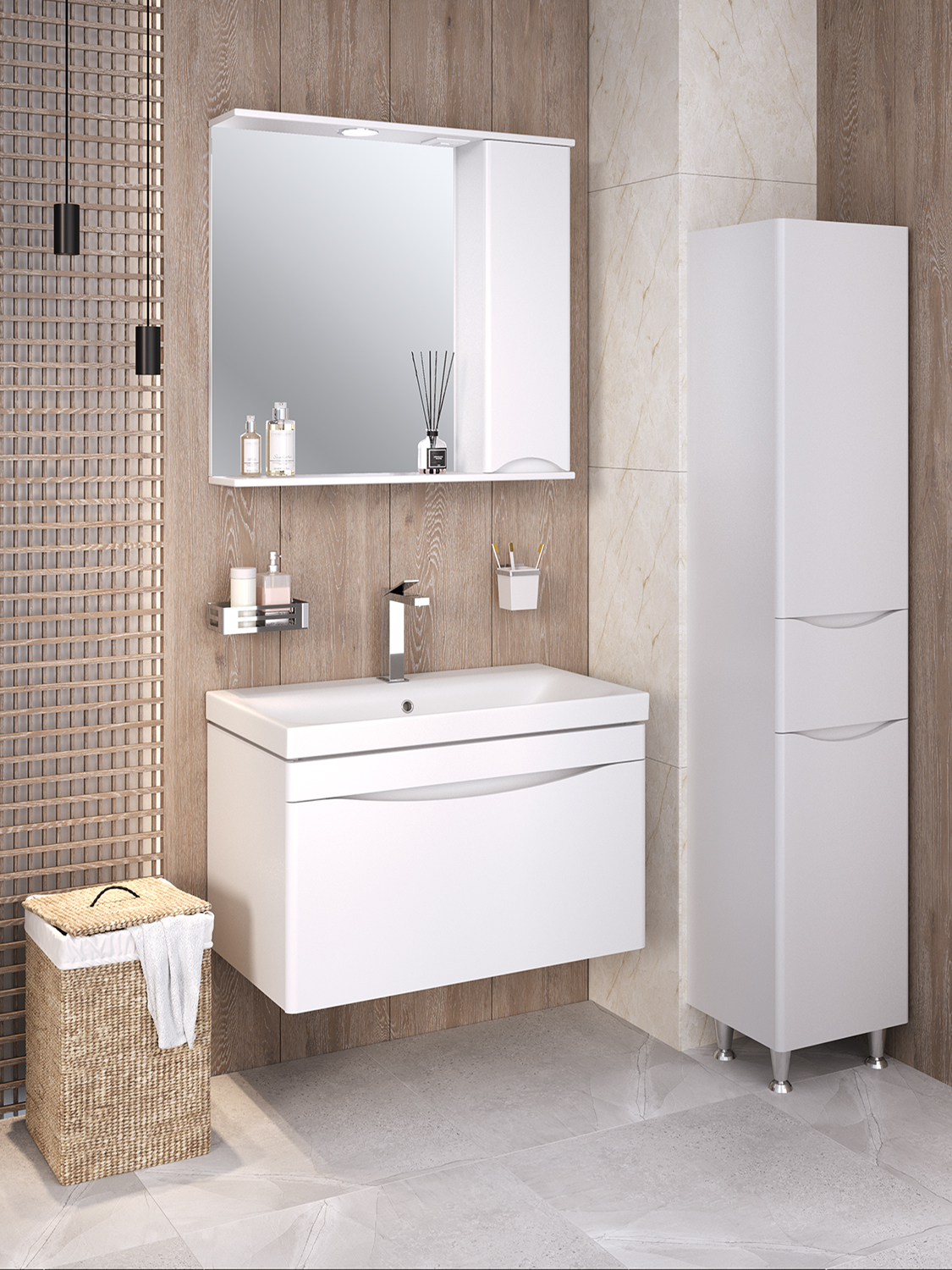 Зеркало-шкаф Runo Афина 80 R, белый