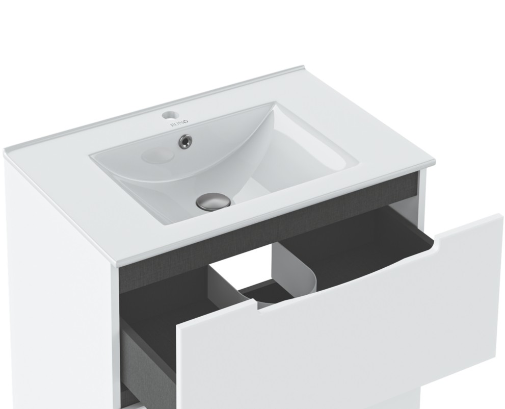 Тумба напольная Runo Лина 60 с раковиной Teffy 60, белый