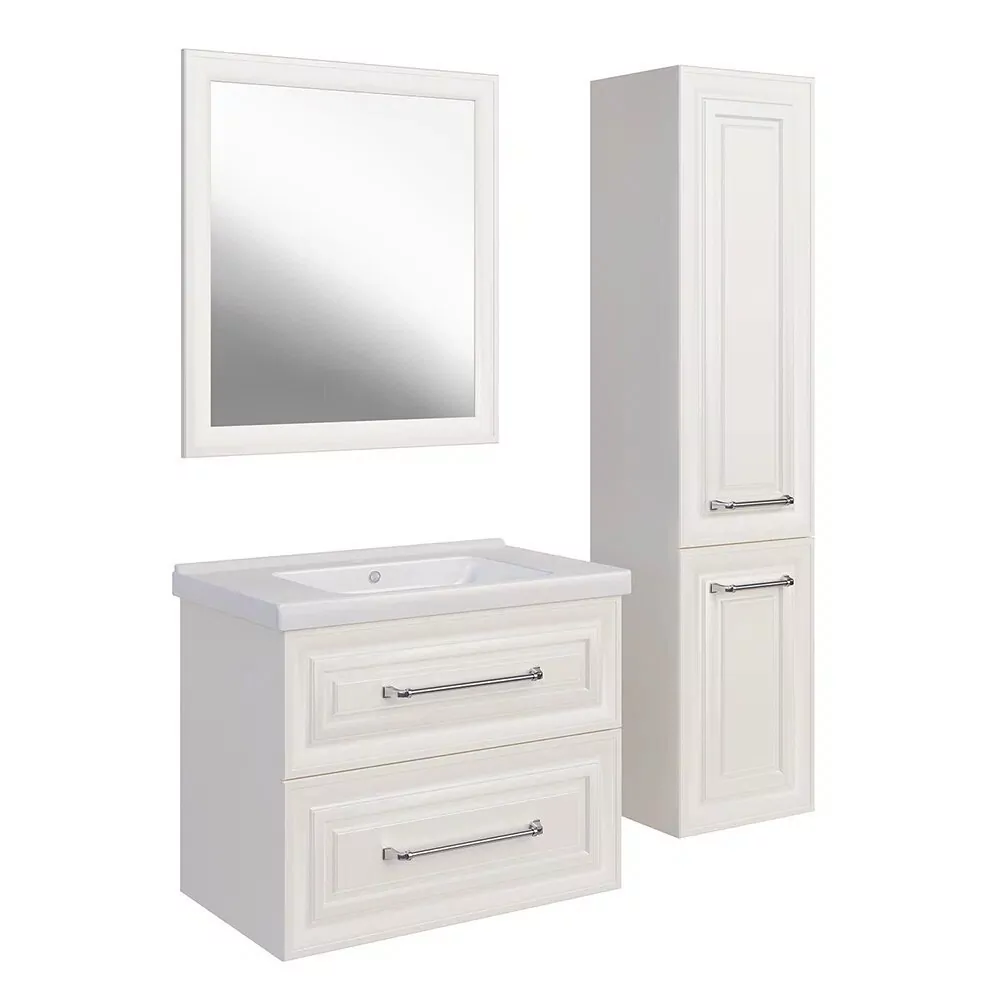 Тумба подвесная Asb-Woodline Валенца 80 с раковиной Гармония 80, слоновая кость