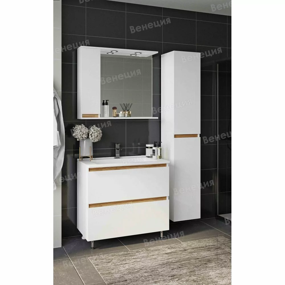 Тумба с раковиной Венеция Bianco 85 напольная, белый