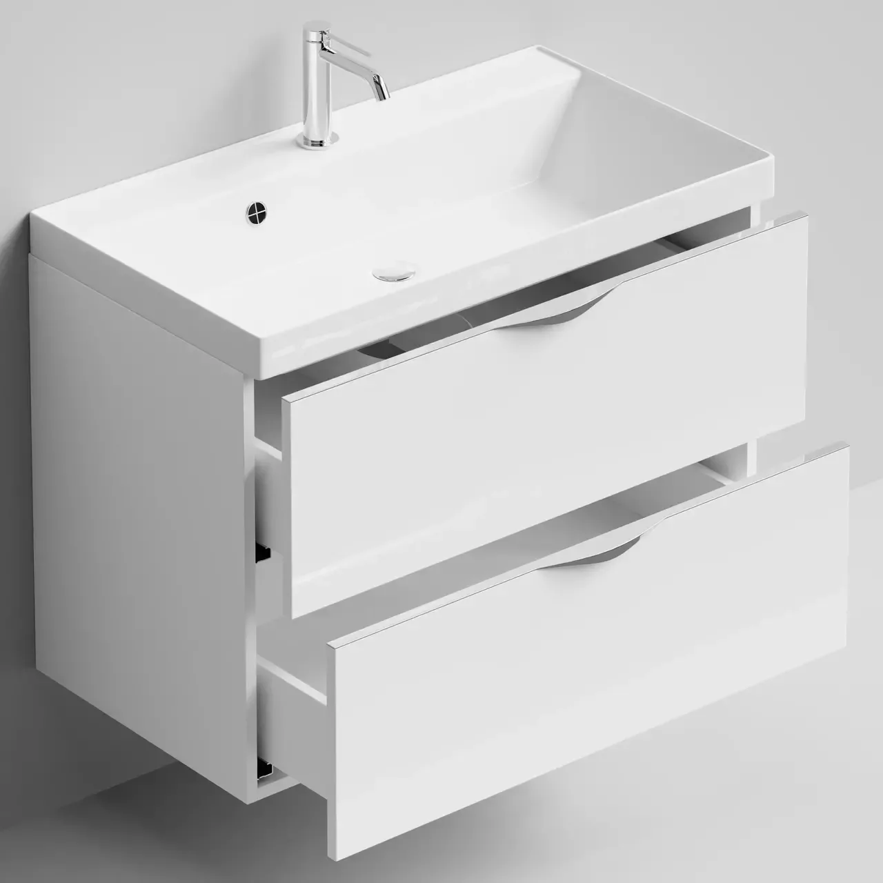 Тумба подвесная Vod-ok Марко 80 с раковиной Classic 80, белая + 13 цветов, ручка хром или черный