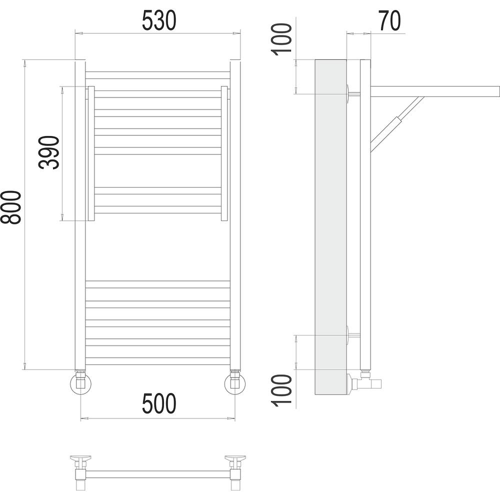 Полотенцесушитель водяной с полкой Terminus Валенсия П12 50х80