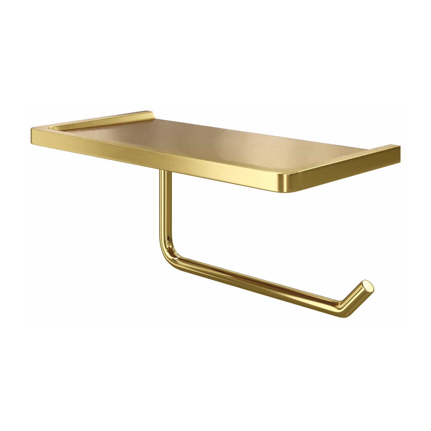 Держатель туалетной бумаги WasserKraft K-1625 с полочкой для телефона, матовое золото