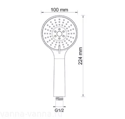 Лейка душевая WasserKraft A002 хром, 3 режима