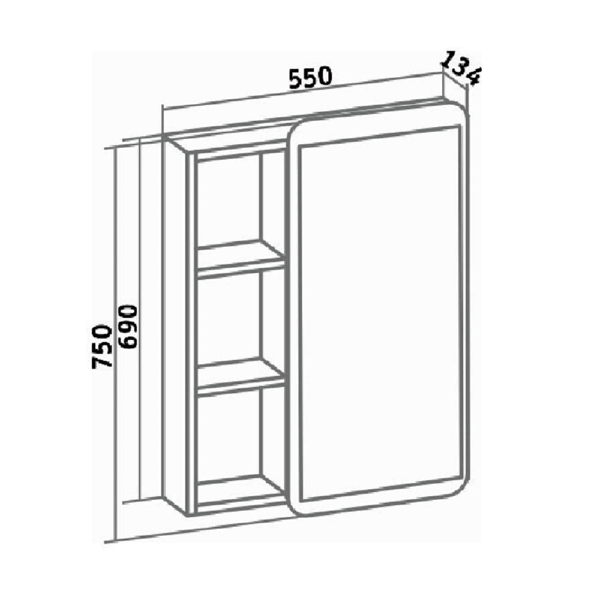 Зеркало-шкаф Runo Капри 55 универсальный, белый