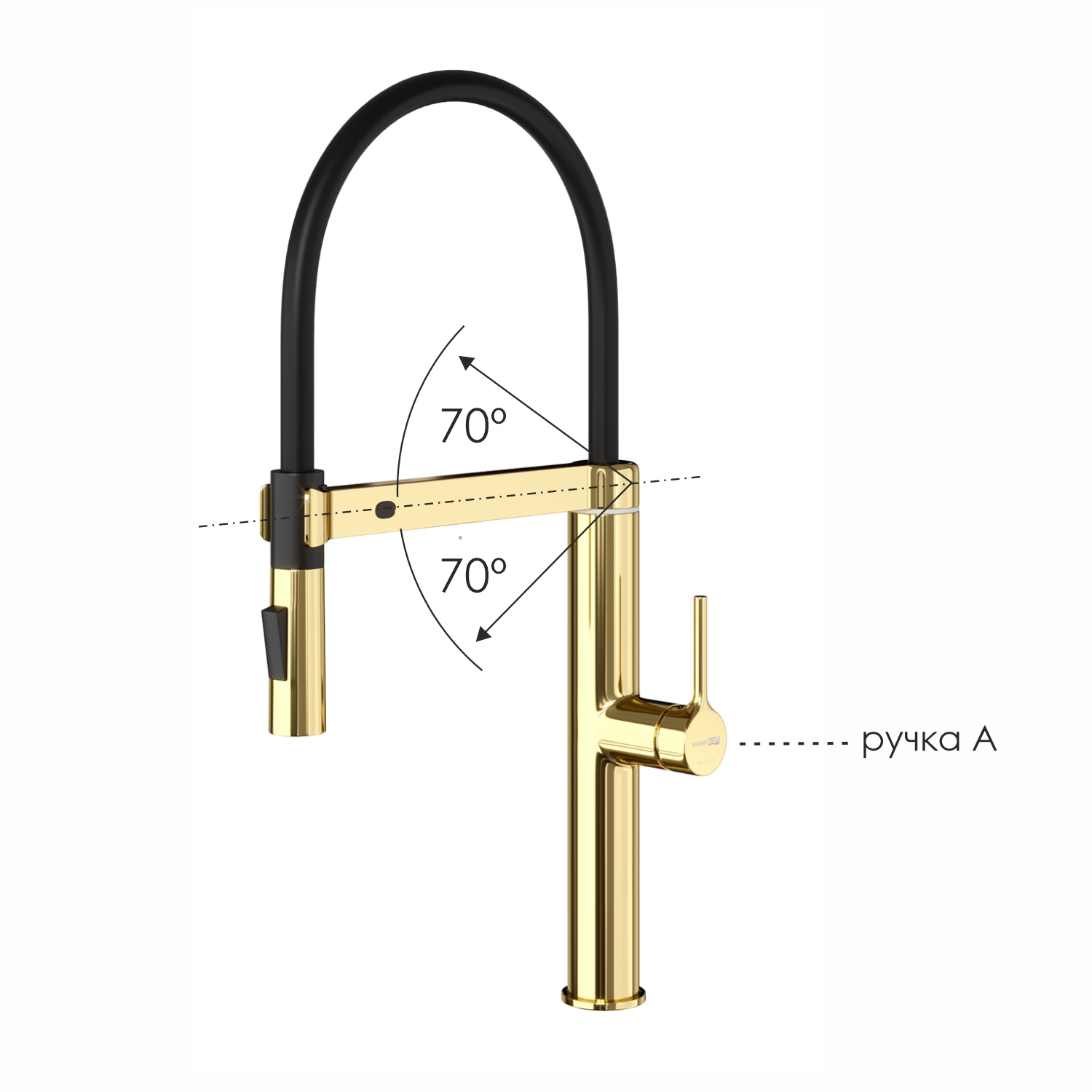 Сенсорный смеситель для кухни с гибким изливом WasserKraft A8877 глянцевое золото