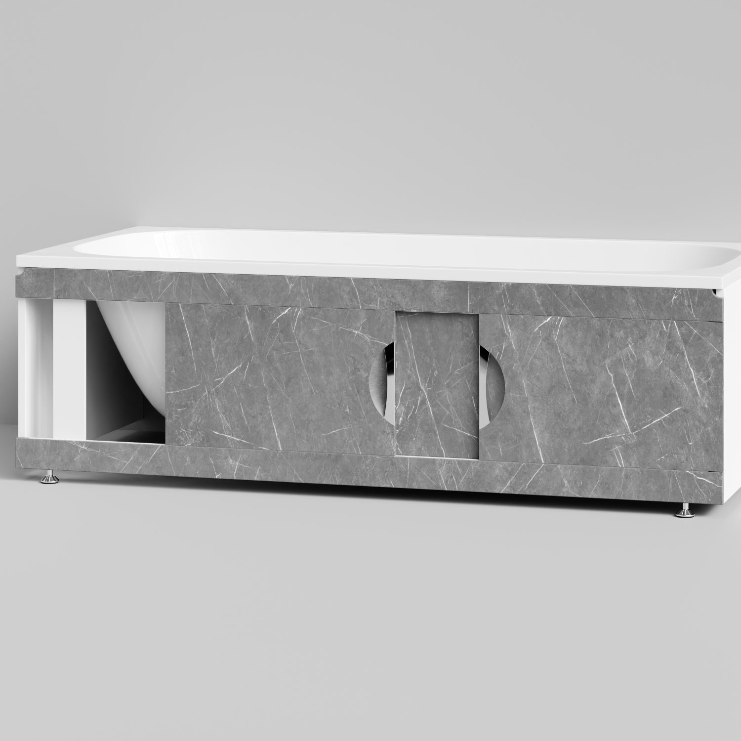 Экран под ванну Vod-ok Топ 180 раздвижной Мрамор Серый софт тач