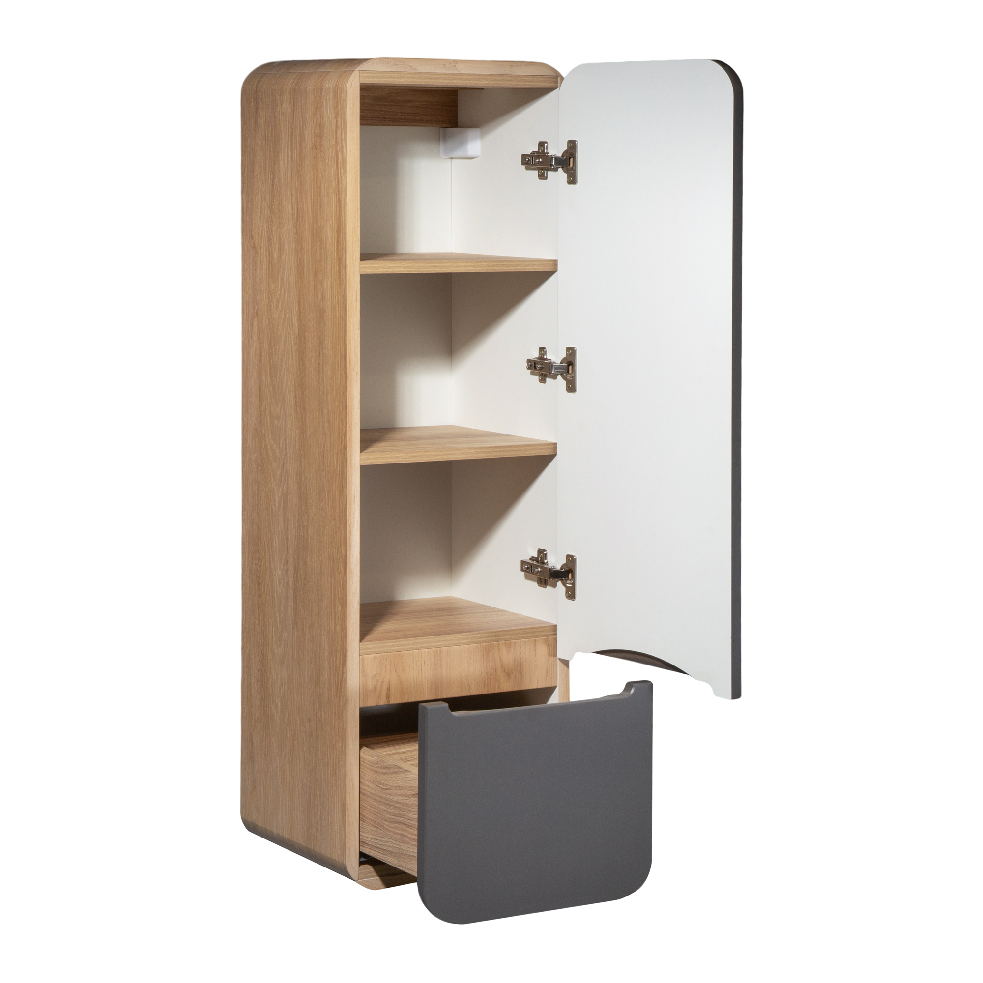 Пенал Runo Ницца 35 подвесной, R, графит/дуб натуральный