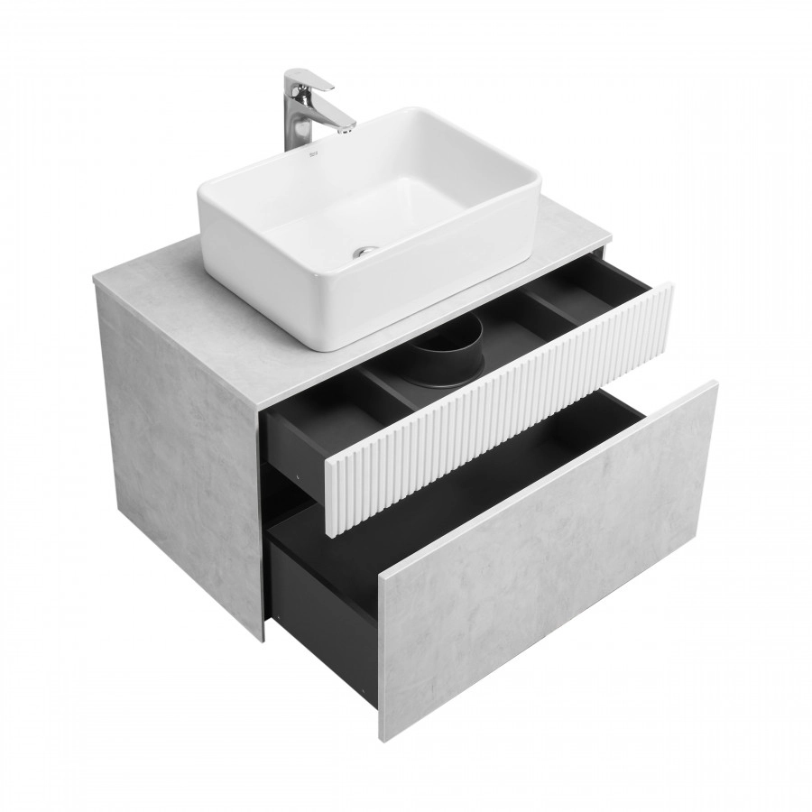 Тумба Aquaton Марбл слэйт 80 с раковиной MILA 50х35, белый матовый