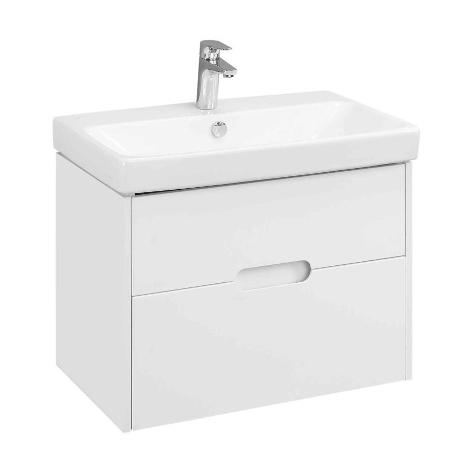 Тумба Aquaton Оливия 70 с раковиной Адриана 70 подвесная, 2 ящика, белый матовый