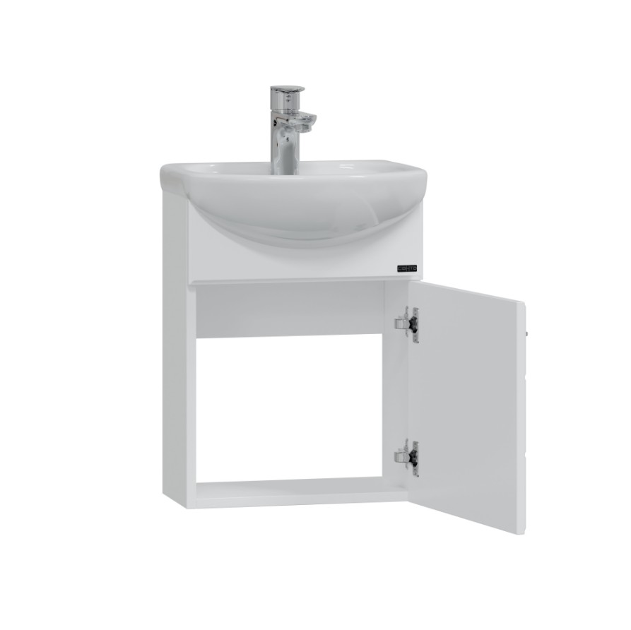 Тумба подвесная Санта Омега 40 с раковиной Манго 40, белая