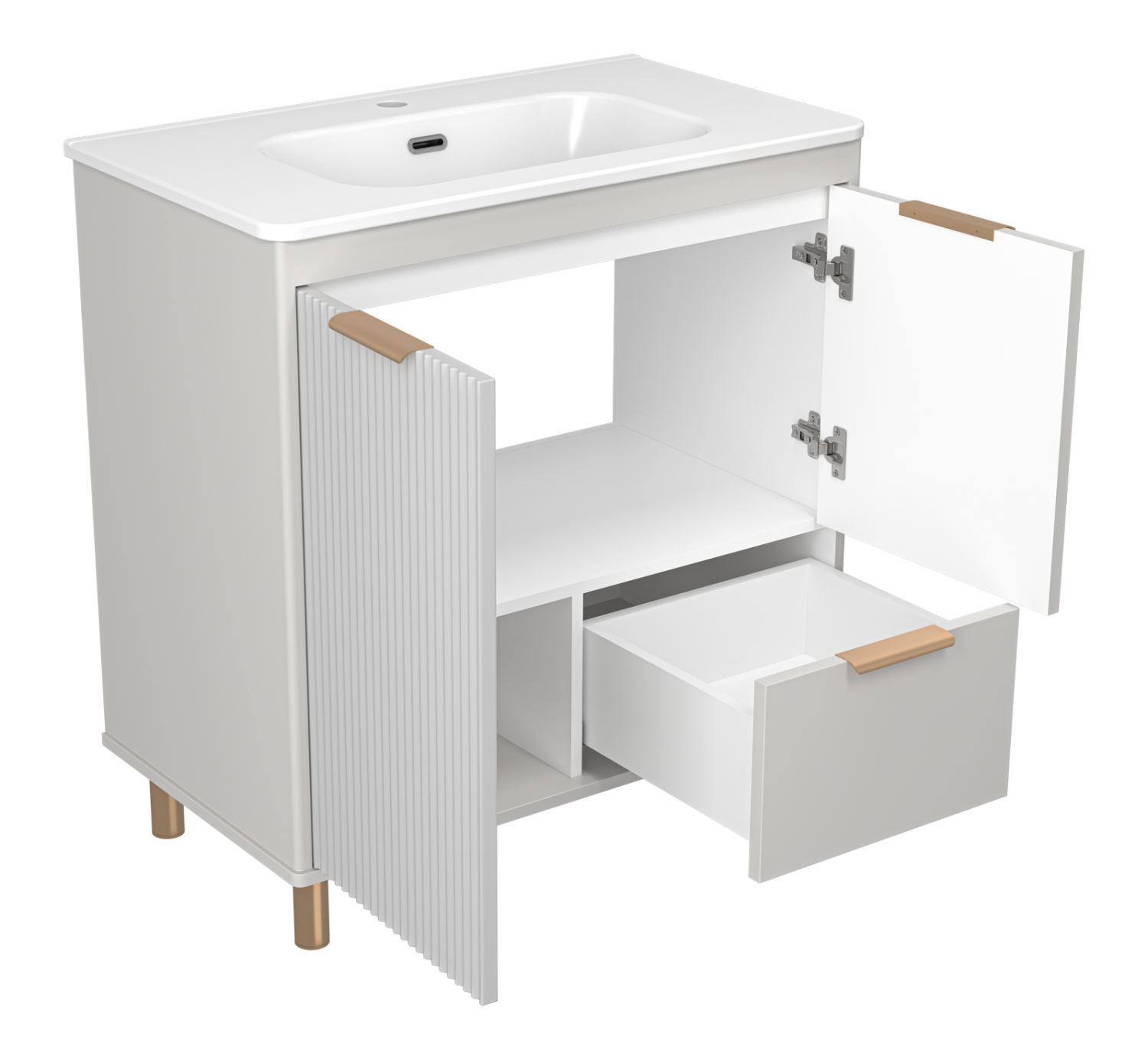 Тумба с раковиной Brevita Risacca Crema 80 напольная, серый