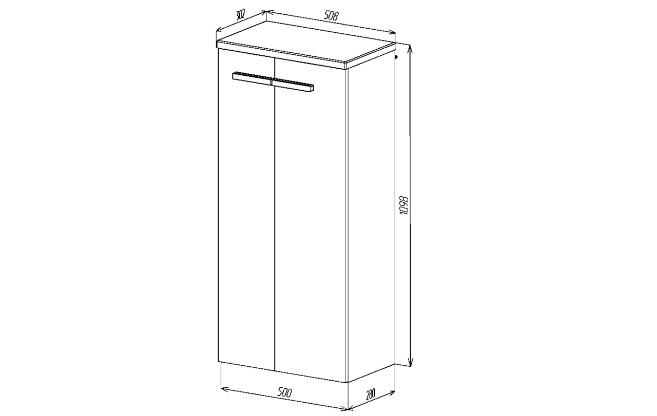 Пенал подвесной Viant Мюнхен 50, белый