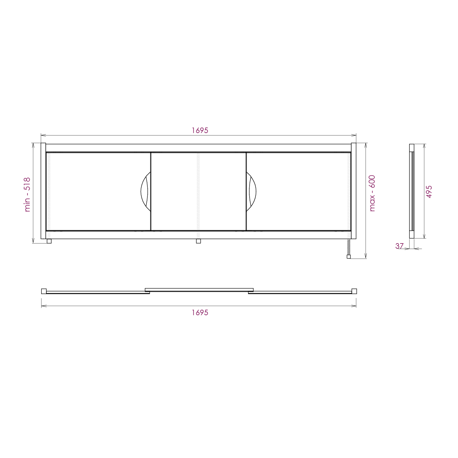 Экран под ванну Onika Лагуна 170 раздвижной белый