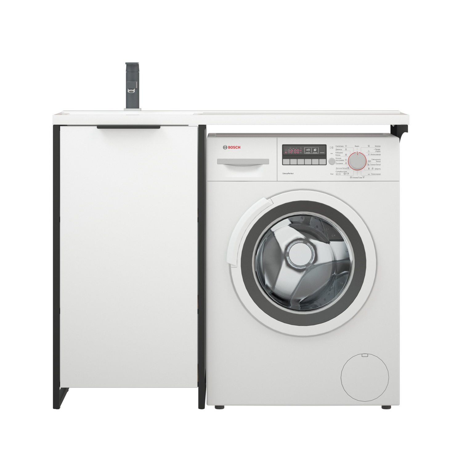 Тумба напольная Corozo Гера 110 D разборная, с раковиной Мадлен 110 L, белый