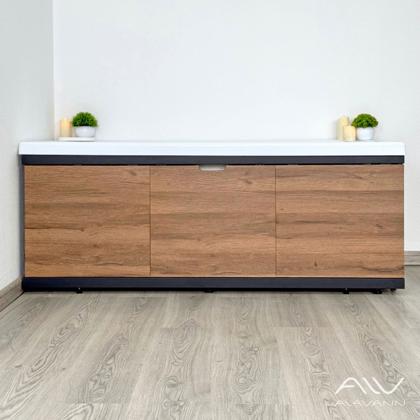 Экран под ванну Alavann Rita Black 160 раздвижной со съемной дверкой дуб