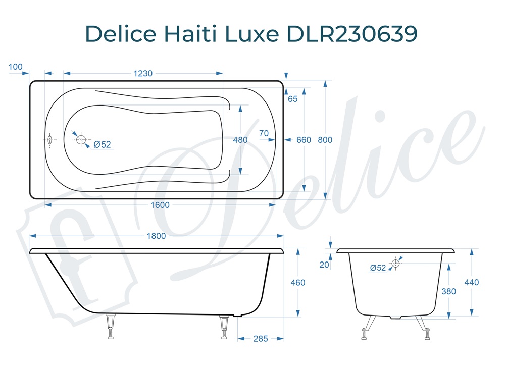 Ванна чугунная Delice Haiti Luxe 180х80 DLR230639