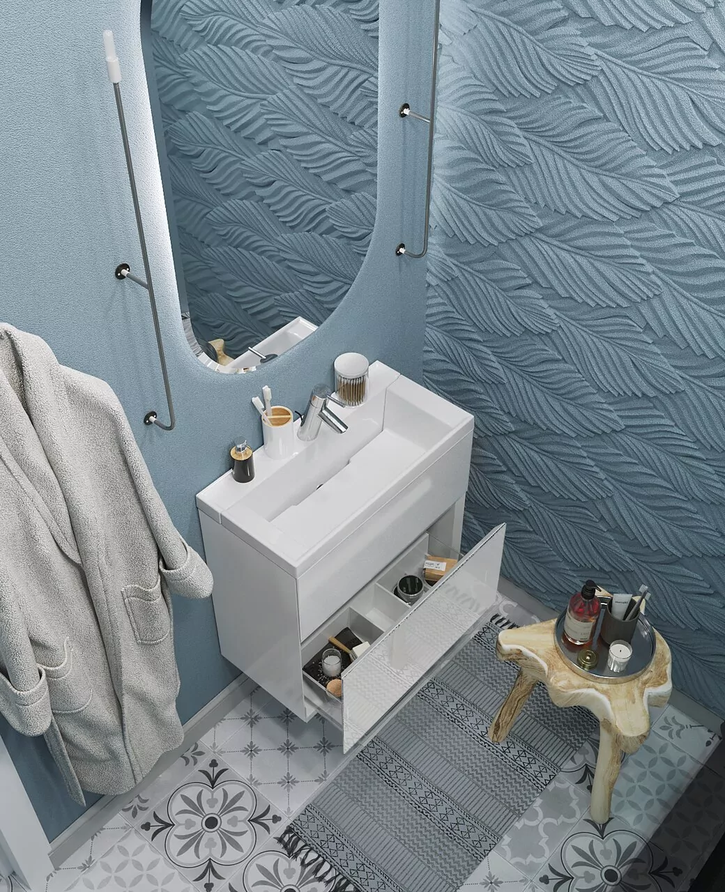 Тумба с раздвижной раковиной подвесная 1Marka Bumble 50П, 1 ящик, белый