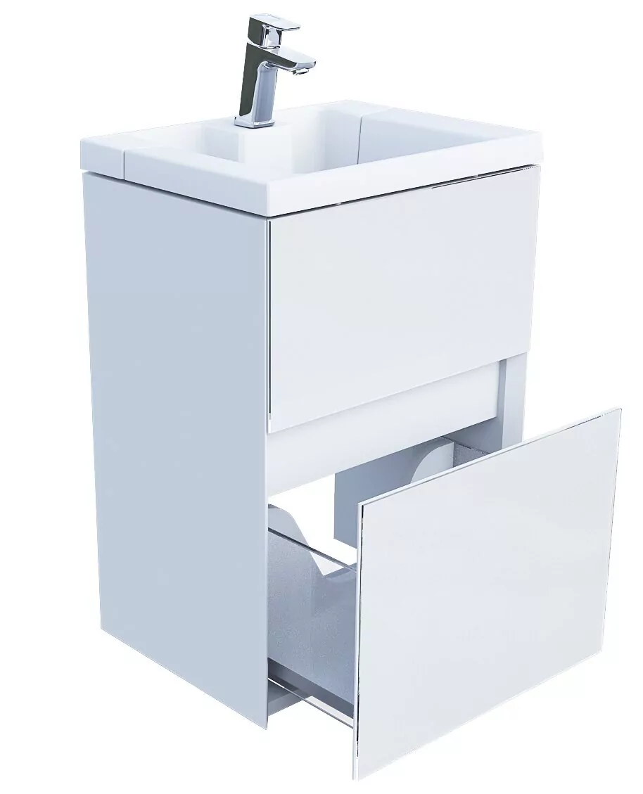 Тумба с раздвижной раковиной подвесная 1Marka Bumble 40П, 1 ящик, белый