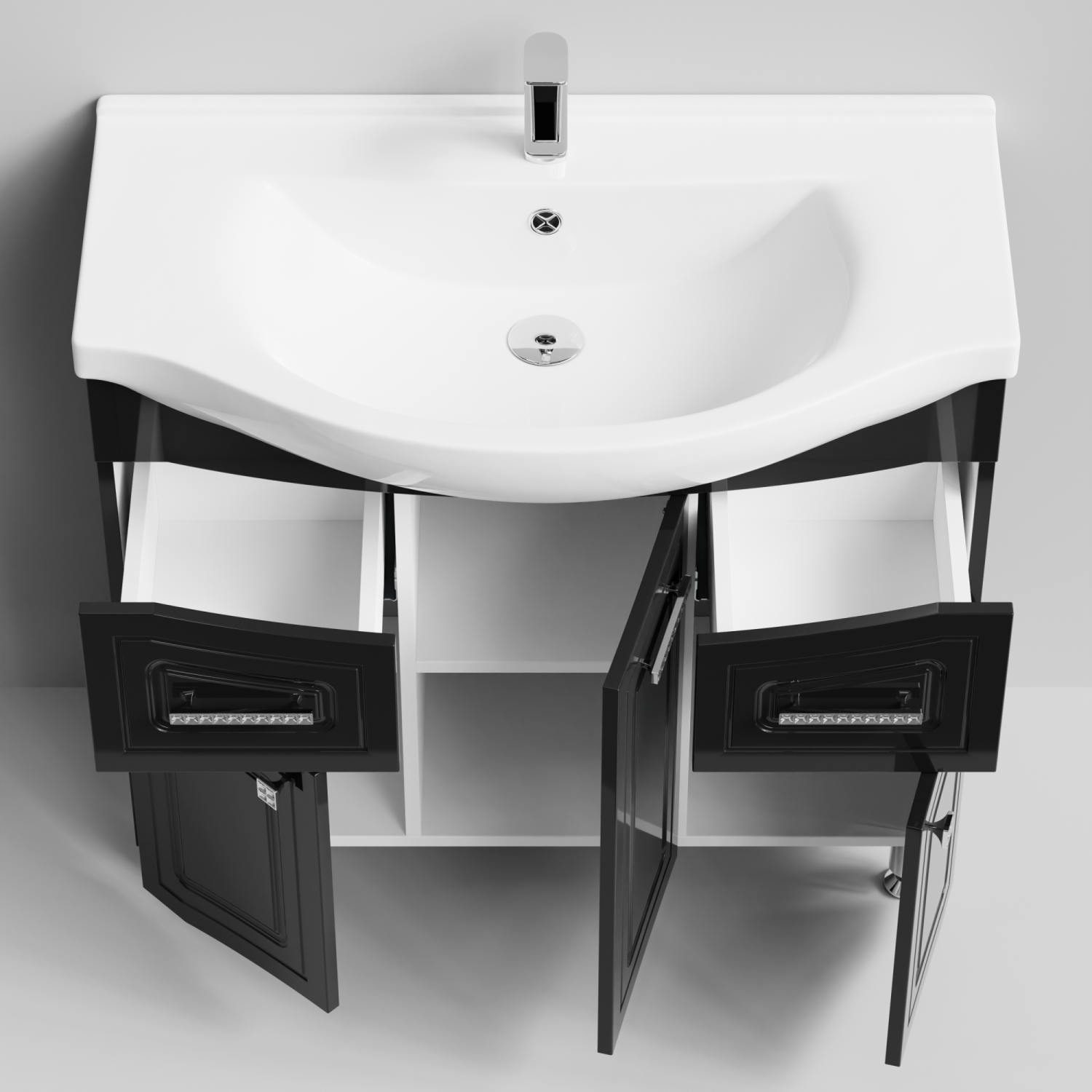 Тумба с раковиной Адам 90 напольная, Черный, петли справа