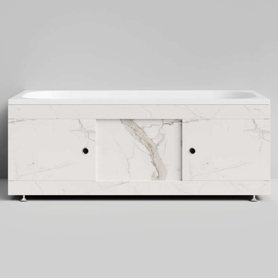 Экран под ванну Vod-ok Купе 150 раздвижной Мрамор Белый натур милк