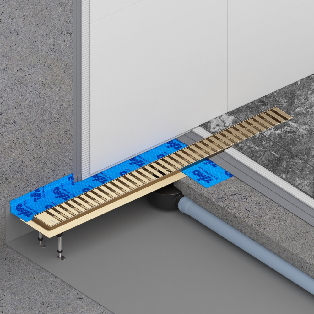 Душевой лоток TIMO Drain System 800 с вставкой "lines", Золото матовое от магазина Vanna-Vanna.ru!