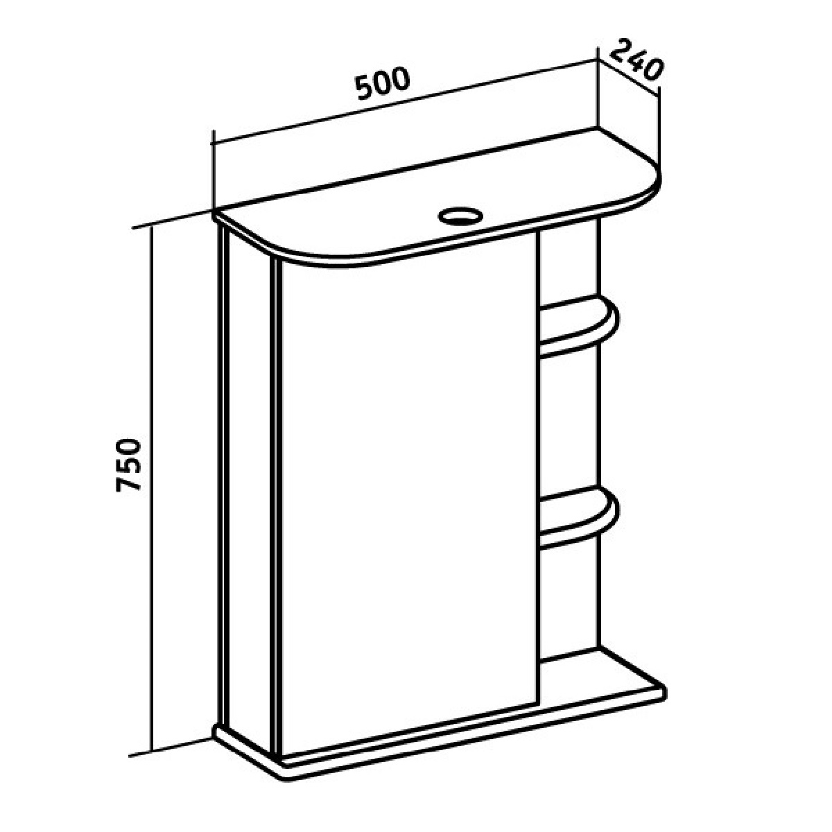 Зеркало-шкаф Runo Магнолия 50 L, белый