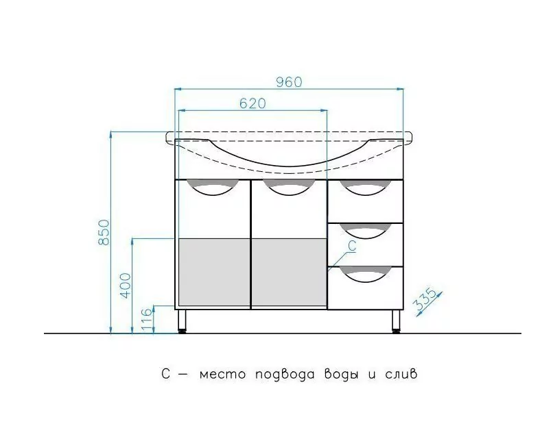 Мебель для ванной Style Line Жасмин 100 комплект, напольный, белый