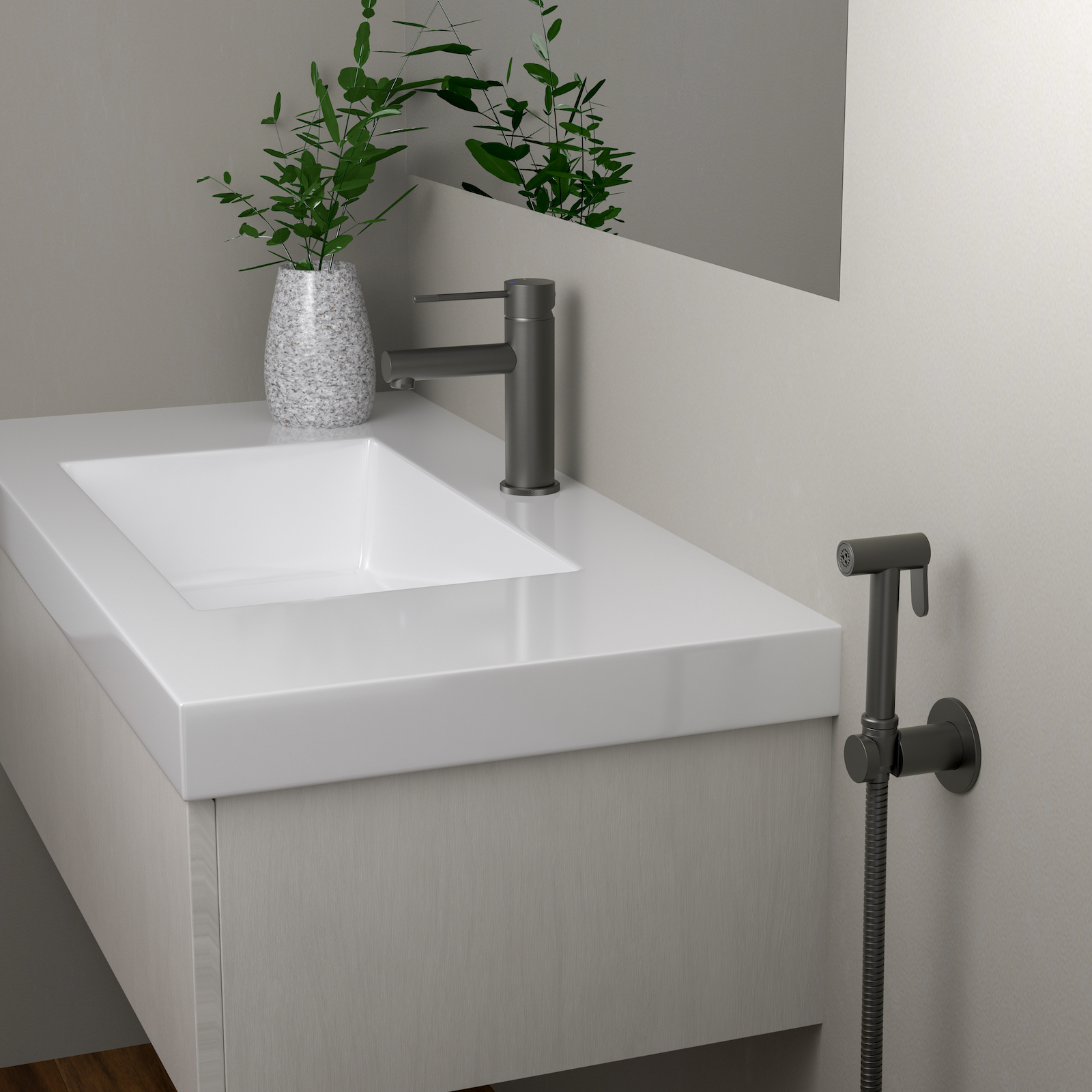 Смеситель для раковины с гигиеническим душем Timo Saona 2360/18G черное золото