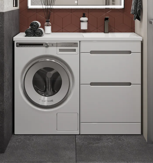 Тумба напольная SanStar Толедо 60 с раковиной Даллас 120 правый белая