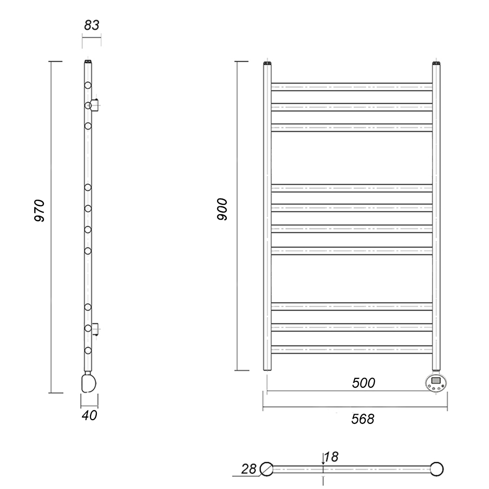 Полотенцесушитель электрический Domoterm Медея П10 500х900 АБР ER античная бронза