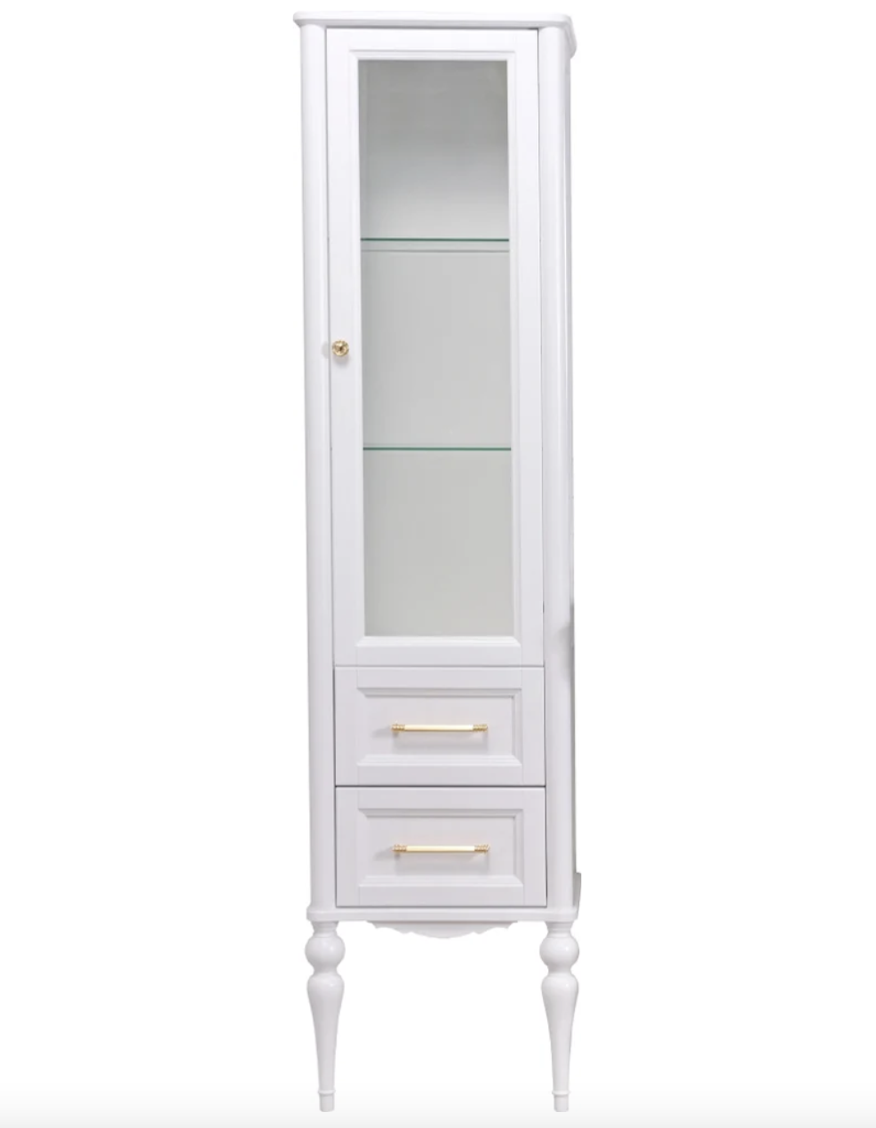 Пенал напольный ValenHouse Эстетика 50 R витрина, белый, фурнитура золото