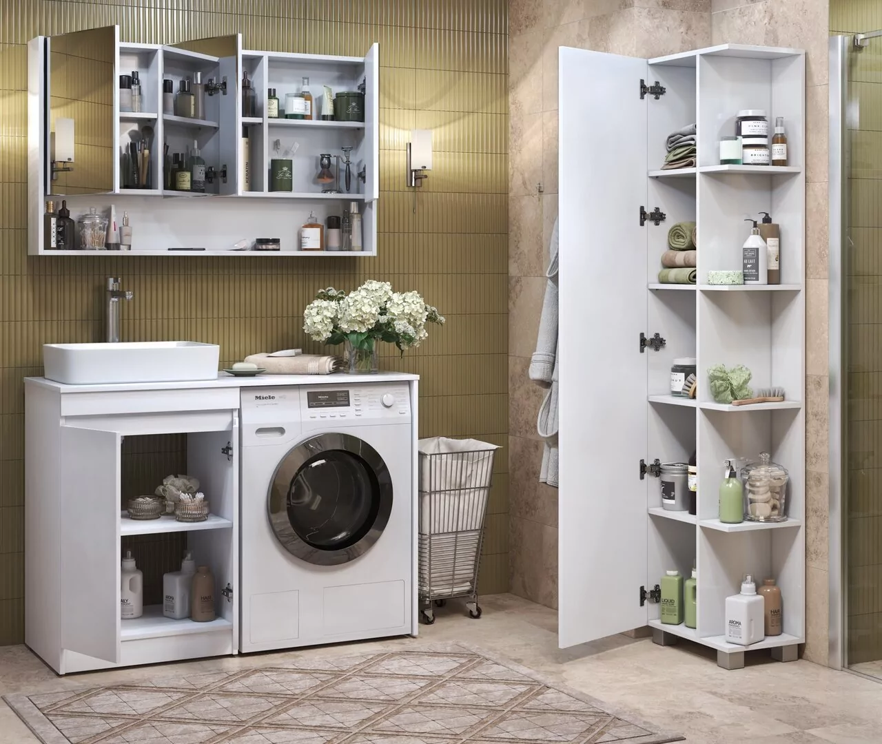 Пенал напольный Vigo Urban 45 L/R с зеркалом, белый