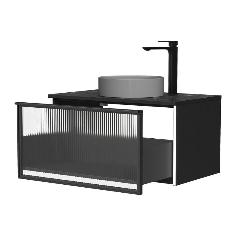 Тумба подвесная EQUIL Stoune 80.1Y подвесная, со столешницей, дуб черный