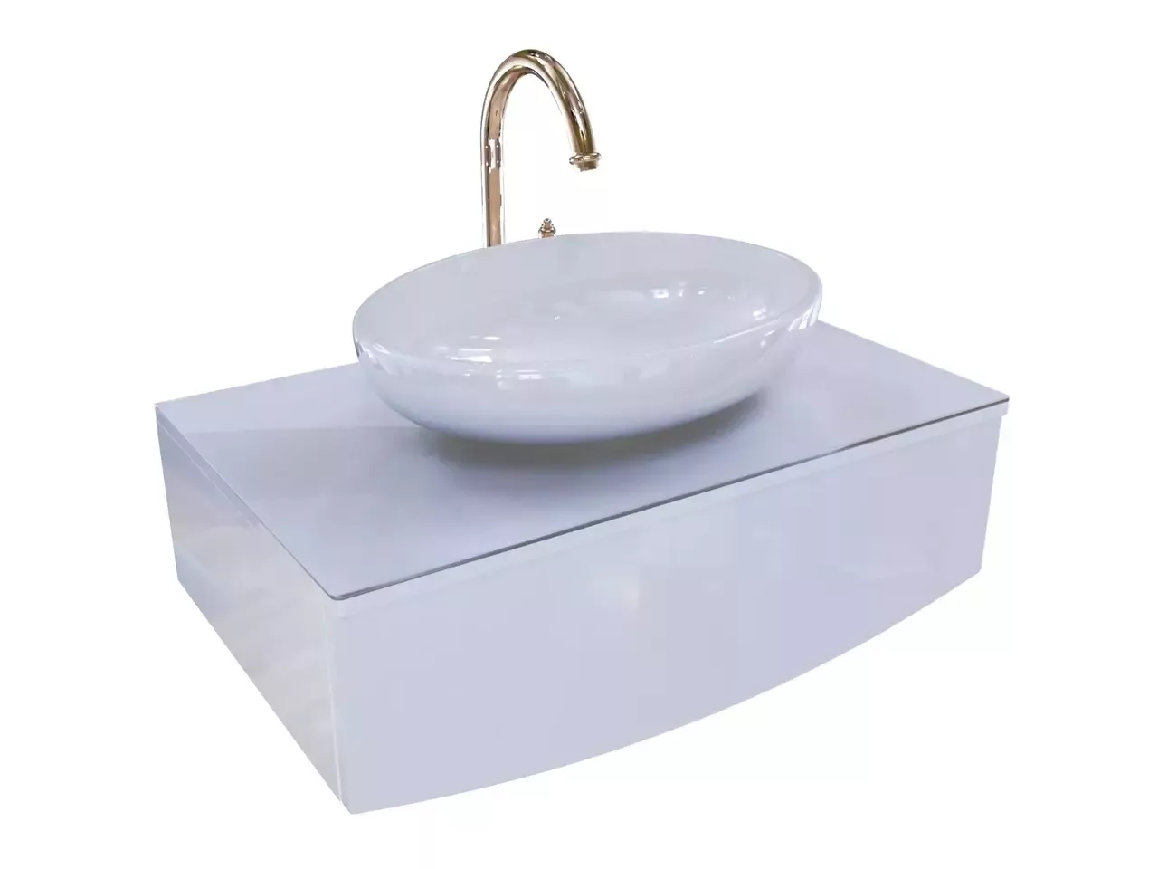 Тумба подвесная 1Marka Nega 80П с накладной раковиной Infinity 60, 1 ящик, белый