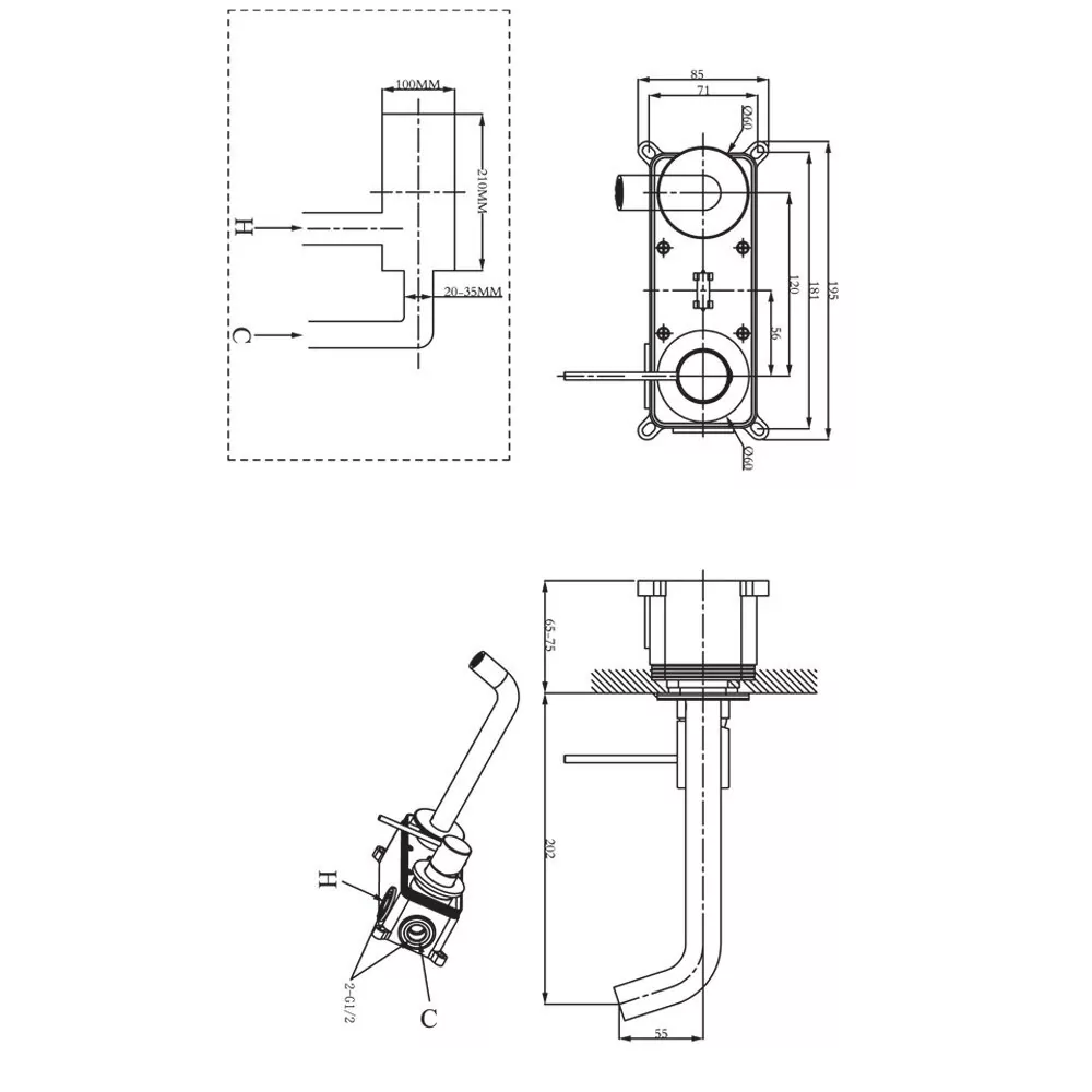 Смеситель для раковины Raiber Graceful RP-004 хром