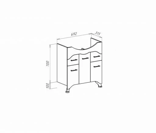 Тумба с раковиной Bellezza Дрея 75 напольная, белая