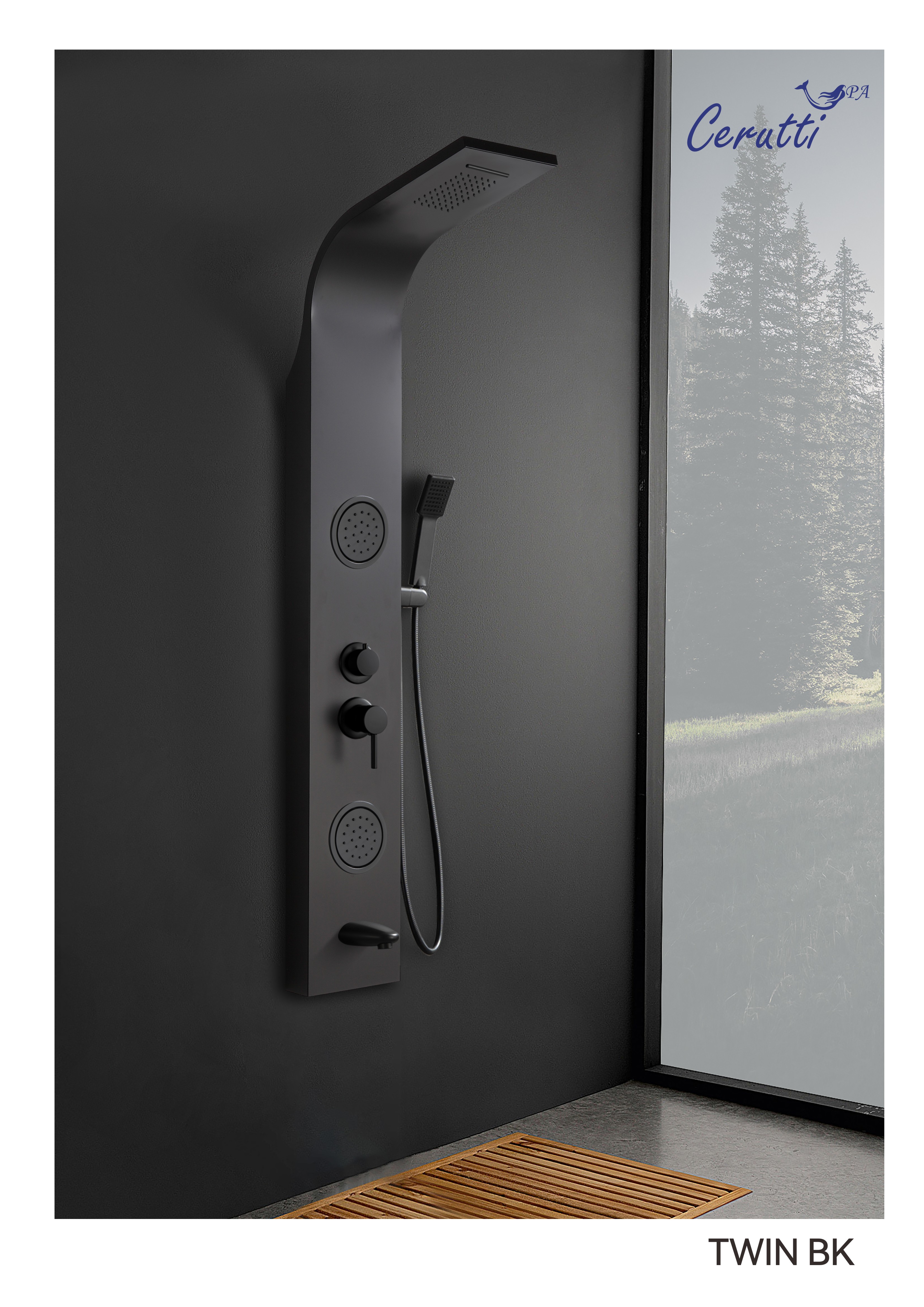 Душевая панель Cerutti Spa TWIN BK CT9984 черный