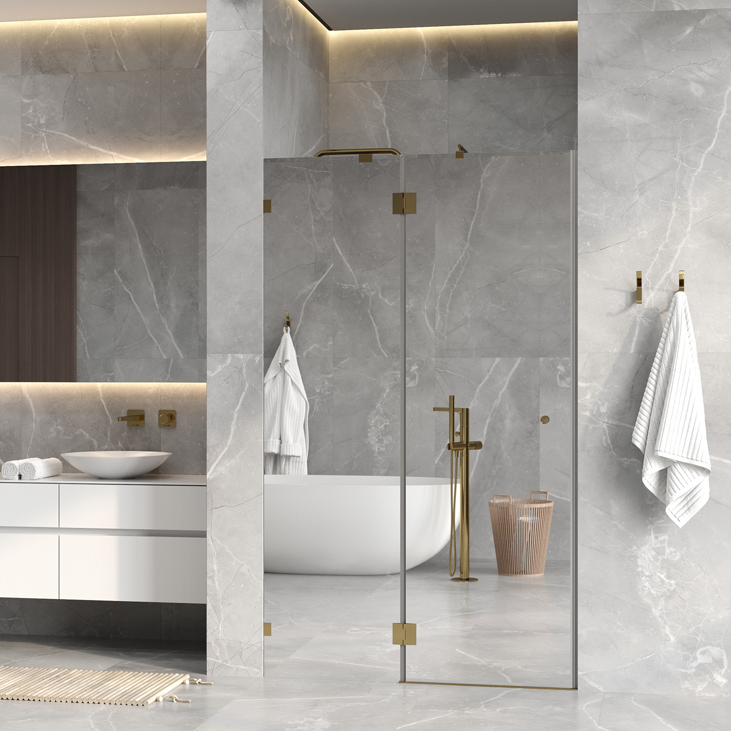 Душевая дверь WasserKRAFT Ems 76H05L-MR зеркальное стекло, левая ориентация