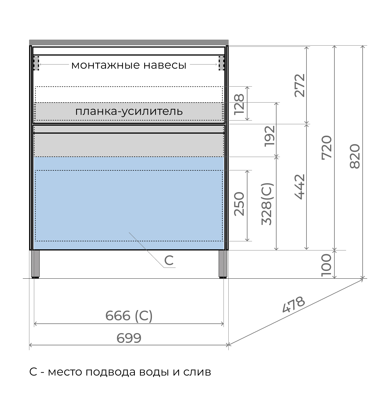 Тумба напольная Style Line Лима 70 с раковиной Line 70, 2 ящика, белый матовый